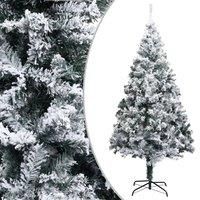 vidaXL Artificial Christmas Tree - 240 cm Green PVC - Indoor/Outdoor Use - Realistic Shape and Appearance - with Flocked Snow - Easy Assembly