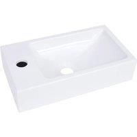 vidaXL Resin White Wash Basin - SMC Material Sink with Faucet Hole, Ideal for Bathroom or Washroom - 400 x 220 x 90 mm