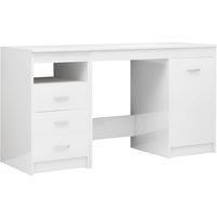 Vidaxl Desk High Gloss White 140X50X76 Cm Engineered Wood