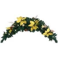 vidaXL Christmas Door Arch with LED Lights Green 90cm PVC
