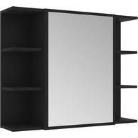 vidaXL Bathroom Mirror Cabinet Black 80x20.5x64 cm Chipboard
