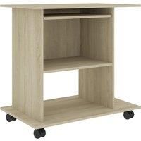vidaXL Compact Computer Desk Sonoma Oak - Space-Saving, Stylish, Engineered Wood - Laptop and Desktop Friendly, with Keyboard Section and Shelves
