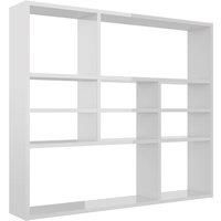 vidaXL Wall Mounted Shelf in High Gloss White - Engineered Wood 90x16x78 cm - Modern style with 10 Open Compartments for Decorative Display & Storage