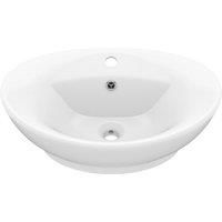 VidaXL Luxury Ceramic Oval Basin Overflow - Matt White