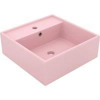 VidaXL Luxury Ceramic Square Basin Overflow - Matt Pink