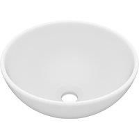 vidaXL Luxury Bathroom Basin Above Counter Vessel Vanity Wash Sink Cloakroom Washroom Powder Room Workplace Round Matt White Ceramic