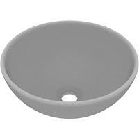 vidaXL Luxury Ceramic Round Bathroom Basin - Matt Light Grey