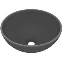 vidaXL Luxury Bathroom Basin Round Matt Dark Grey 32.5x14 cm Ceramic
