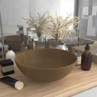 vidaXL Bathroom Sink Ceramic Matt Cream Round