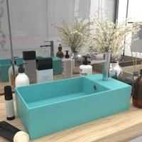 vidaXL Bathroom Sink with Overflow Ceramic Light Green