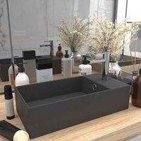 vidaXL Bathroom Sink with Overflow Ceramic Dark Grey