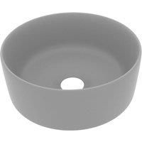 vidaXL Luxury Round Ceramic Wash Basin - Matt Light Grey Finish - Modern Luxurious Design - Easy to Clean - Suitable for Various Installation Locations - 9.2 kg