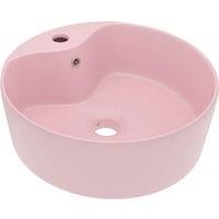 vidaXL Luxury Ceramic Wash Basin with Overflow - Matt Pink