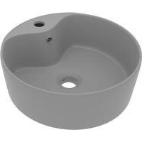 VidaXL Luxury Ceramic Wash Basin with Overflow - Matt Light Grey
