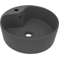 /'vidaXL Wash Basin - Luxury Ceramic Bathroom Sink with Overflow, Matt Dark Grey, Above-Counter Installation, Contemporary Design