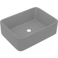vidaXL Luxury Ceramic Wash Basin in Matt Light Grey - Stylish and Contemporary Design, Durable and Easy to Clean, 41x30x12 cm, Ideal for Bathroom or Kitchen