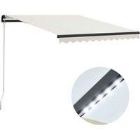 Vidaxl Manual Retractable Awning With Led 300X250 Cm Cream