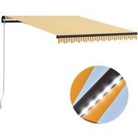 Vidaxl Manual Retractable Awning With Led 300X250 Cm Yellow And White