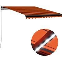 Vidaxl Manual Retractable Awning With Led 350X250 Cm Orange And Brown