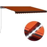 Vidaxl Manual Retractable Awning With Led 450X300 Cm Orange And Brown