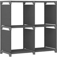 vidaXL 4-Cube Freestanding Display Shelf, Grey Fabric and Steel Frame, Lightweight, Versatile Storage and Display Unit, 69x30x72.5 cm