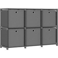 vidaXL Modern 6-Cube Display Shelf with Boxes, Grey - Fabric and Steel Freestanding Storage Rack for Home or Office, Lightweight and Portable, Easy Assembly