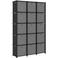 vidaXL 15-Cube Display Shelf with Boxes Black 103x30x175.5 cm Fabric