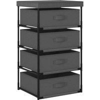 vidaXL Storage Rack with 4 Fabric Baskets - Steel in Grey for Organising your Everyday Items - Suitable for Living Room, Bedroom, Bathroom