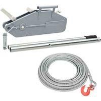 vidaXL Wire Rope Hoist Winch 1600 kg - Aluminium & Steel Construction, 20m High-Breaking Force Steel Rope, Overload Protection, Safety Hook, Telescopic Handle, Compact Design for Easy Use