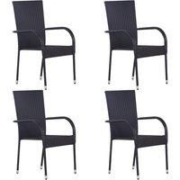 vidaXL Stackable Outdoor Chairs 4 pcs Poly Rattan Black