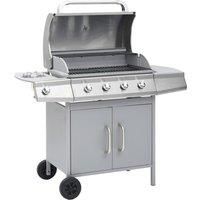 Vidaxl Gas Barbecue Grill 4+1 Cooking Zone Silver Stainless Steel