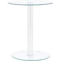 vidaXL Modern Coffee Table, Round Transparent Tempered Glass with Rough Grinding Finish and Aluminium Tube, Durable Side/Telephone Stand, 40x50 cm