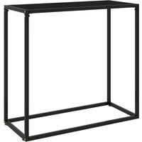 vidaXL Black Console Table, Versatile Side Table with Tempered Glass and Powder-Coated Steel, Rectangular, Modern Design, Easy Assembly, for Living Room