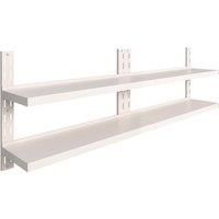 vidaXL 2-Tier Stainless Steel Floating Wall Shelves - 240x30cm Hanging Storage Display for Kitchen/Dishware - Easy-to-Clean, Durable, Adjustable