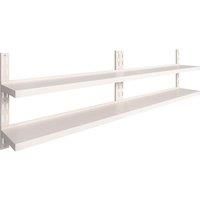 vidaXL 2-Tier Stainless Steel Floating Wall Shelves Set for Kitchen, Bathroom or Office - Grey, 300 x 30 cm