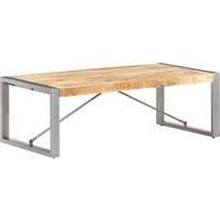 vidaXL Coffee Table with Industrial Design - Rough Mango Wood, Steel Legs - Rectangular Accent Table for Living Room and Lounge, Brown
