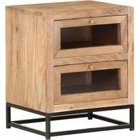 vidaXL Solid Acacia Wood Bedside Cabinet Storage Nightstand Wooden Sideboard