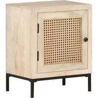 Solid Mango Wood Bedside Cabinet Natural Cane Storage Nightstand Indoor vidaXL