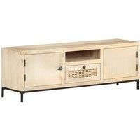 vidaXL TV Cabinet 120x30x40 cm Solid Mango Wood and Natural Cane