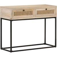 Solid Mango Wood Console Table Natural Cane Hall Desk for Under Mirror vidaXL