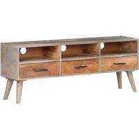 vidaXL TV Cabinet Grey 130x35x51 cm Solid Rough Mango Wood