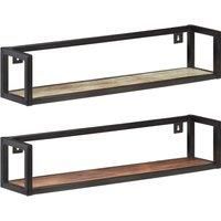 vidaXL Wall Shelves 2 pcs 80 cm Solid Reclaimed Wood - Industrial Style, Strong and Sturdy, Suitable for Living Room and Office, Load Capacity of 30 kg each