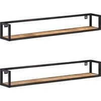 vidaXL Wall Shelves 2 pcs 120 cm Rough Mango Wood