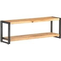 vidaXL Solid Acacia and Iron TV Cabinet - Brown Natural Wood Finish, 120x30x40cm Media Unit Stand, Industrial Style for Living Room and Bedroom, With Storage