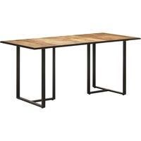 vidaXL Dining Table - Industrial Style, Robust Iron Legs, Rough Mango Wood, Natural Finish, Rectangular Shape, 160x80x76 cm for Dining Room and Kitchen