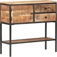 vidaXL Sideboard with Natural Rough Mango Wood Finish and Black Iron Frame 85x30x80 cm – Durable, Industrial, Generous Storage, Unique Craftsmanship