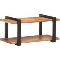 vidaXL TV Cabinet - Solid Acacia Wood with Iron Legs- Versatile Use as Coffee Table or Sideboard, with Storage Shelf - Brown