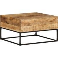 vidaXL Industrial Rough Mango Wood Coffee Table - Polished & Lacquered Living Room Table with Iron Legs, Brown Square Centerpiece