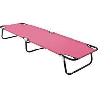 vidaXL Folding Sun Lounger Steel Pink