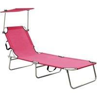 Folding Sun Lounger with Canopy Park Camping Bed Chair Daybed Sunbed vidaXL